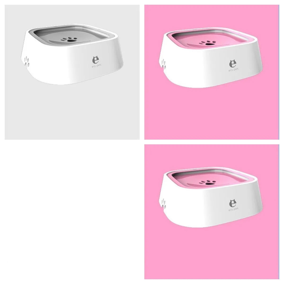 1.5L grey anti-overflow floating water bowl for cats and dogs with non-slip base