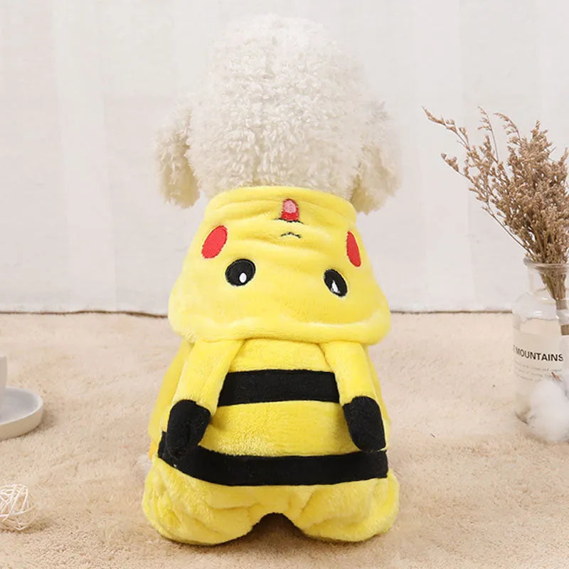 Fleece hoodie costume coat for cat or small dog in cartoon design