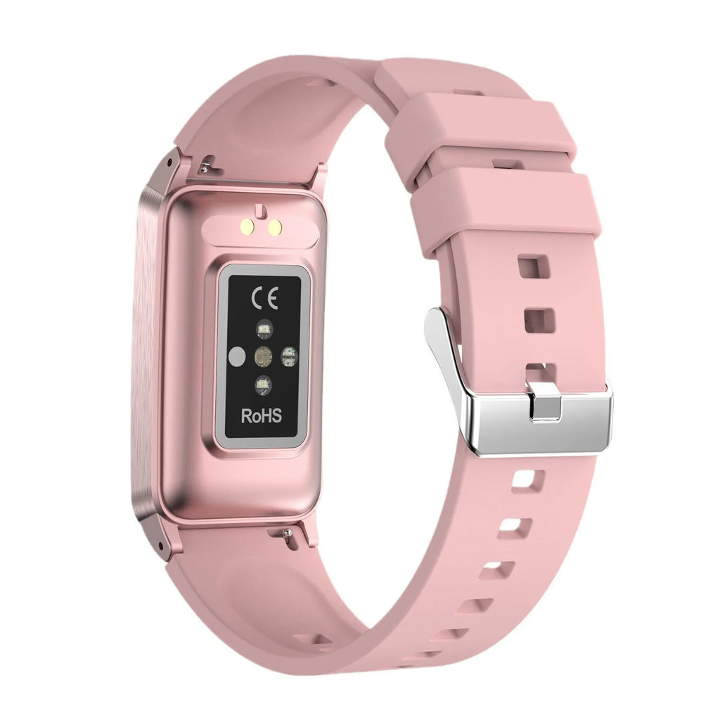 Smart bracelet with dynamic heart rate monitoring on a silicone strap, black colour, IPS touch screen display