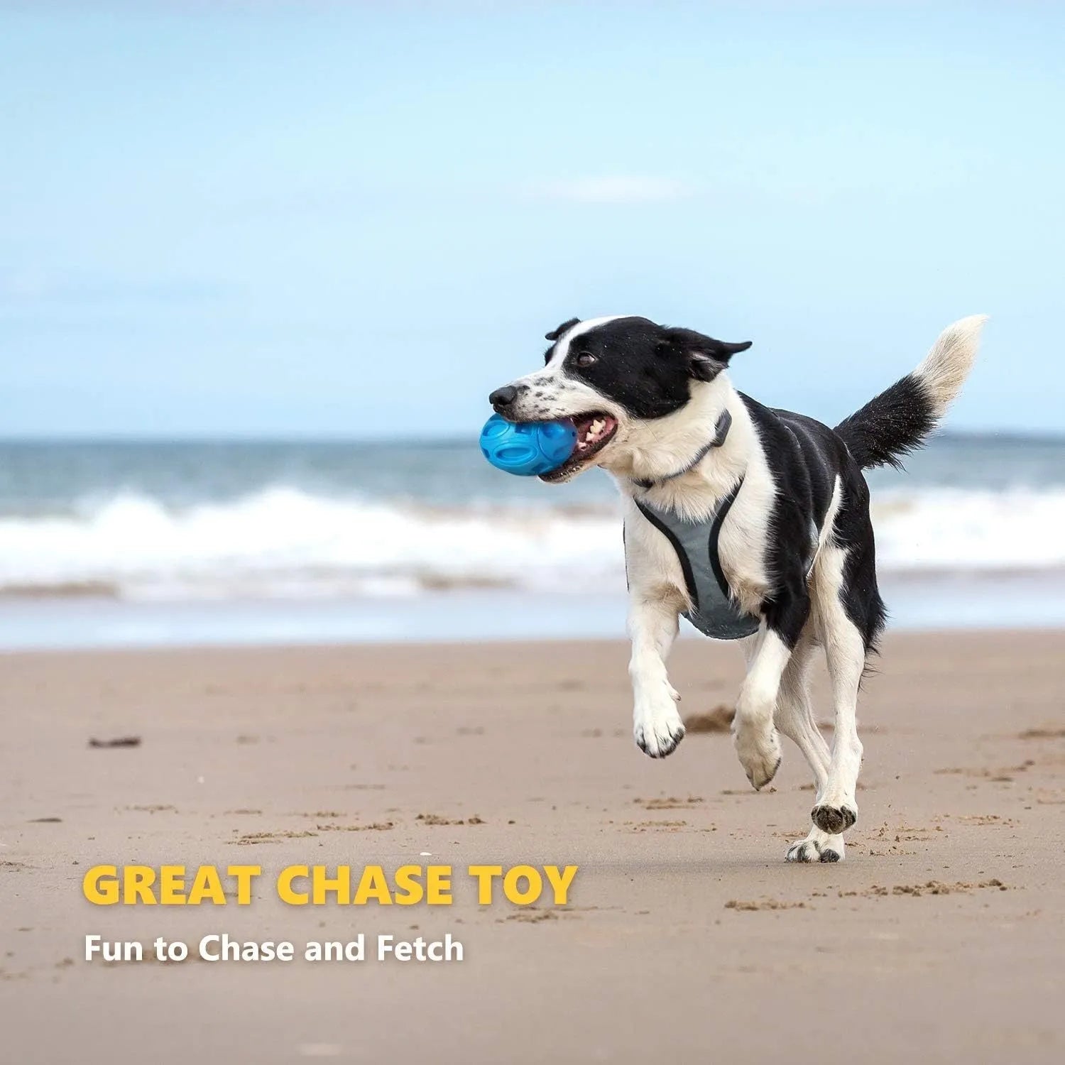 Natural rubber squeaky dog ball toy with surface grooves for medium and large breed aggressive chewers