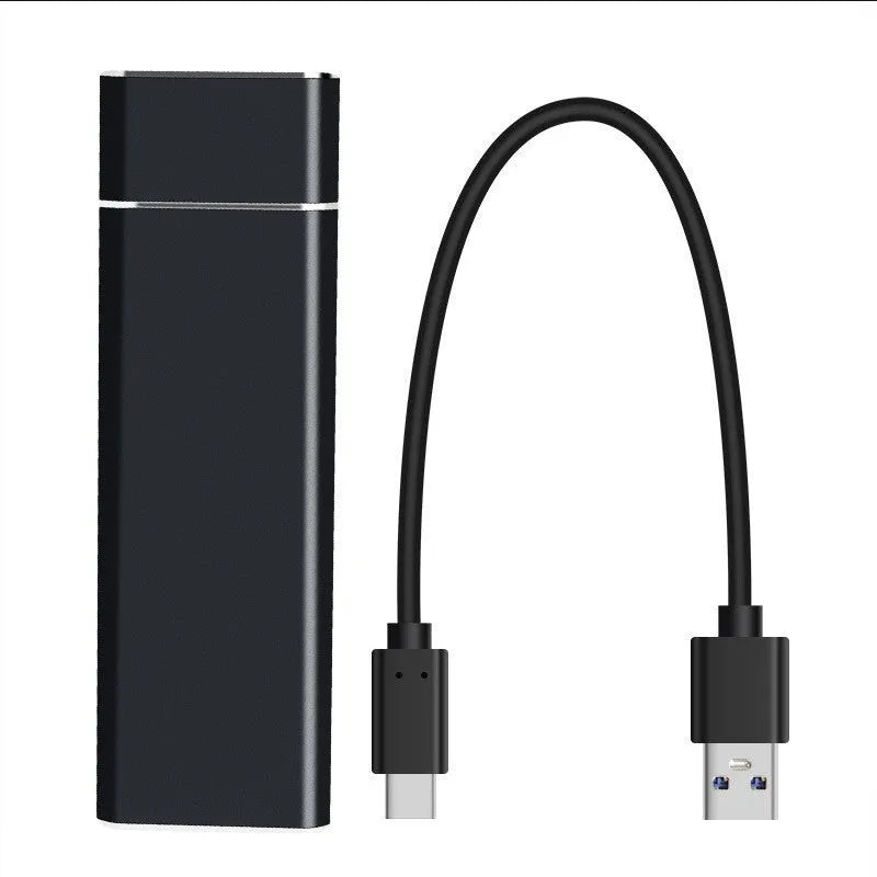 Sapphire blue portable solid state hard drive with metal casing showing compact dimensions