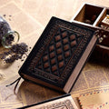 Embossed faux leather notebook with a thick notepad, shown in bronze and black gold colour options.