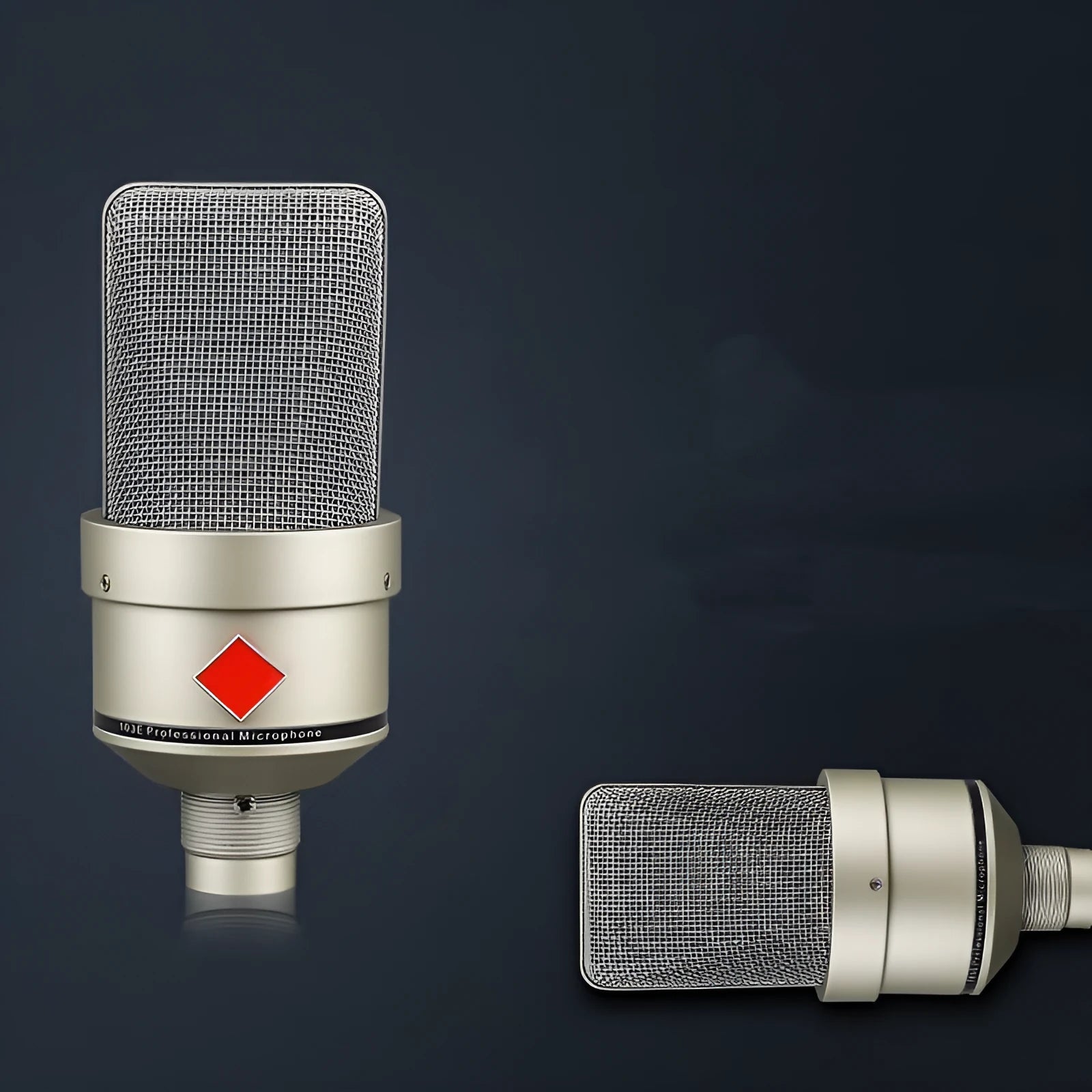 Wired condenser microphone with stand in champagne gold or black gold for singing and recording