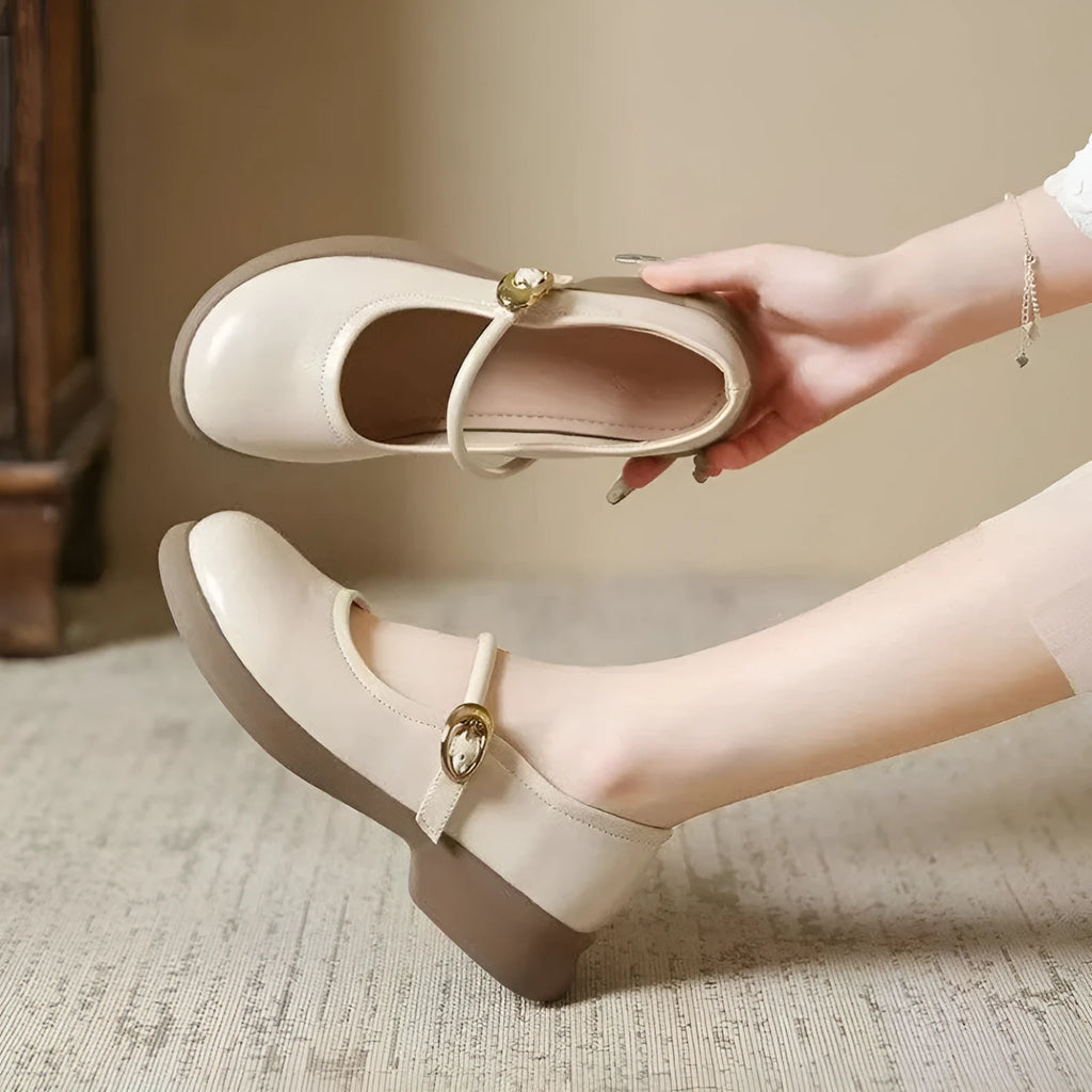 Flat Fairy Style cheongsam leather shoes with skull pattern print and a wedge heel.