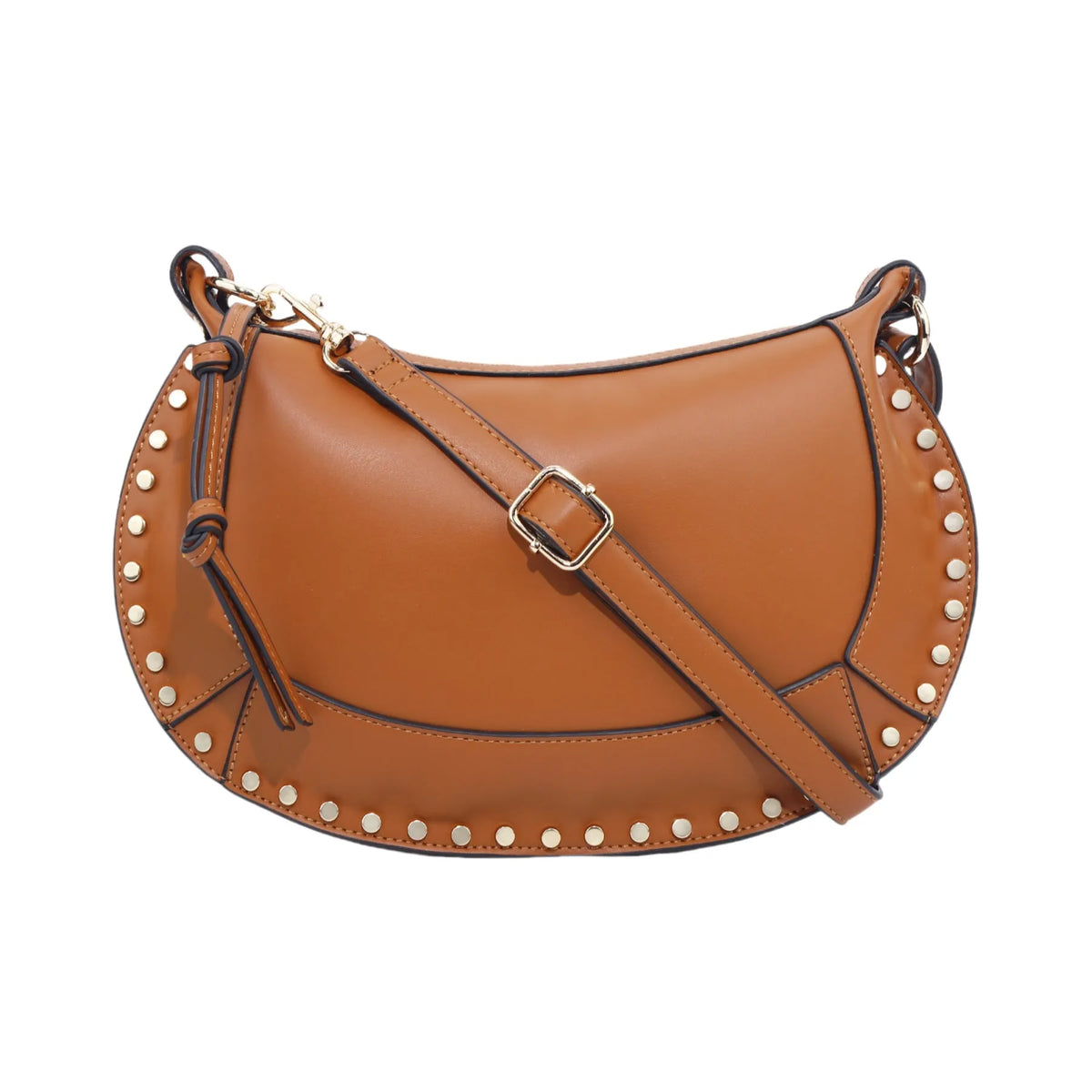 Crescent retro women's shoulder bag in soft PU solid colour with inner pocket, available in wine red black light brown