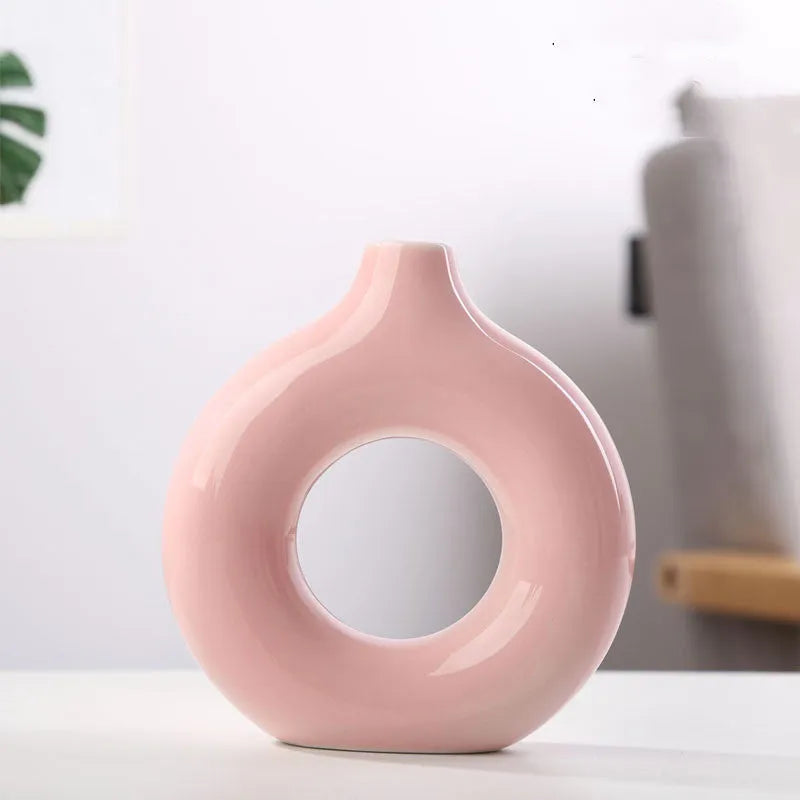 Porcelain biscuit vase with frosted texture for flower arranging in modern design