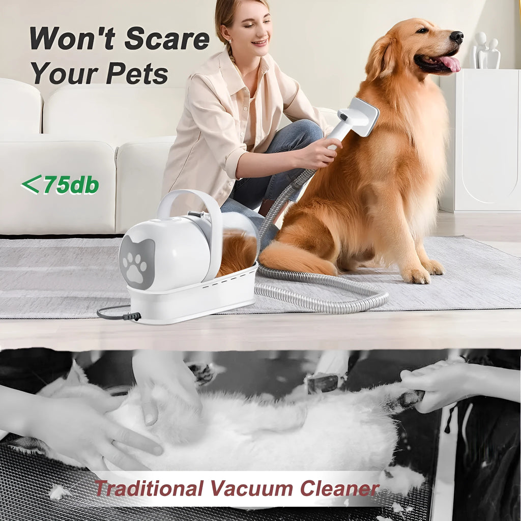 White ABS plastic corded pet grooming device with vacuum trimming function for dogs