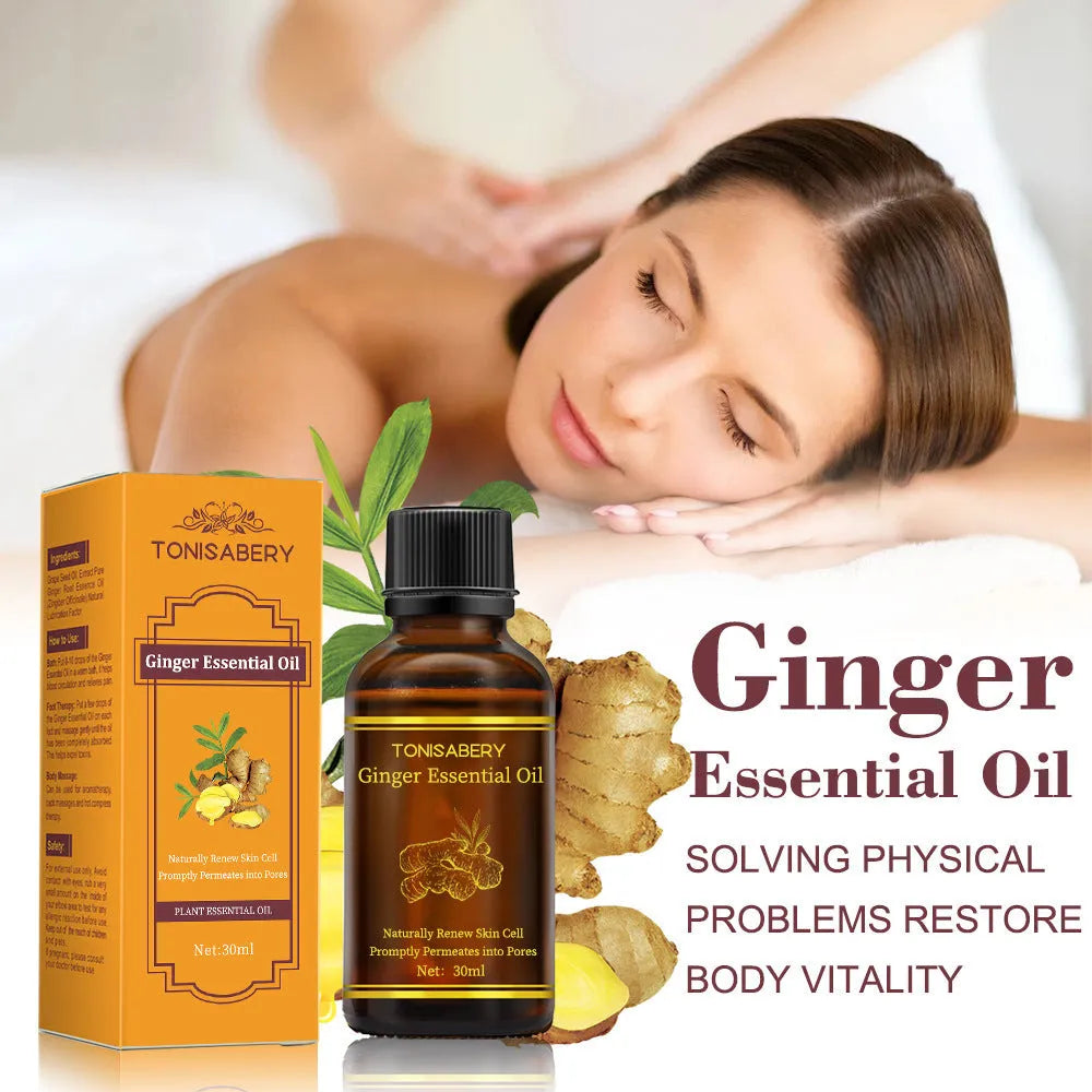 30 ml ginger massage essential oil bottle for whole body care with natural plant extraction