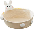 Woven cotton rope cat bed basket with scratching pad in Bear or Rabbit design