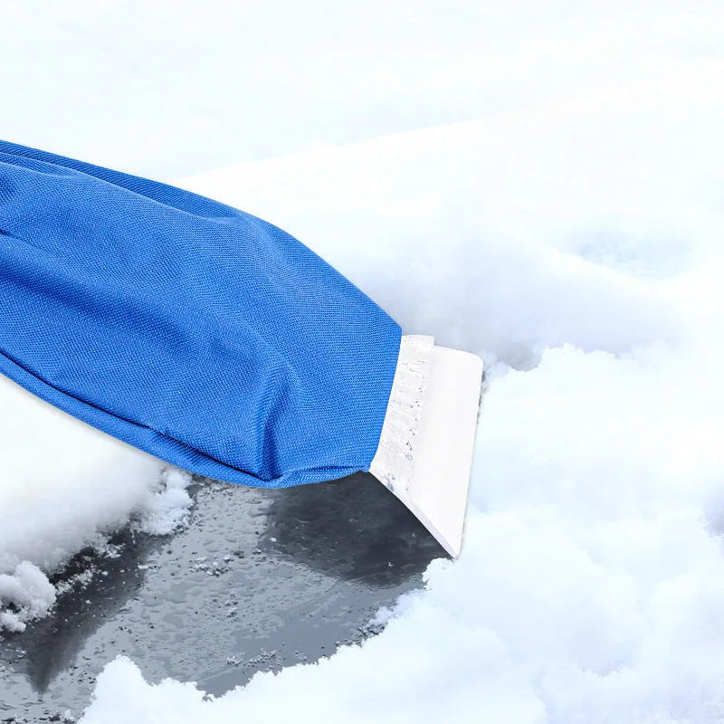 Car multifunction ice sweeping snow plough shovel in red and blue on white background