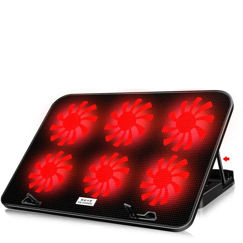 A9 laptop radiator cooler with six fans alloy black regular version showing front and fan grille
