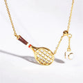 Women's titanium steel tennis racket pendant necklace with electroplated finish on stainless steel regular chain