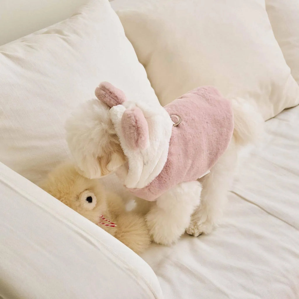 Light pink warm coat for dog or cat showing casual polyester pet clothing design