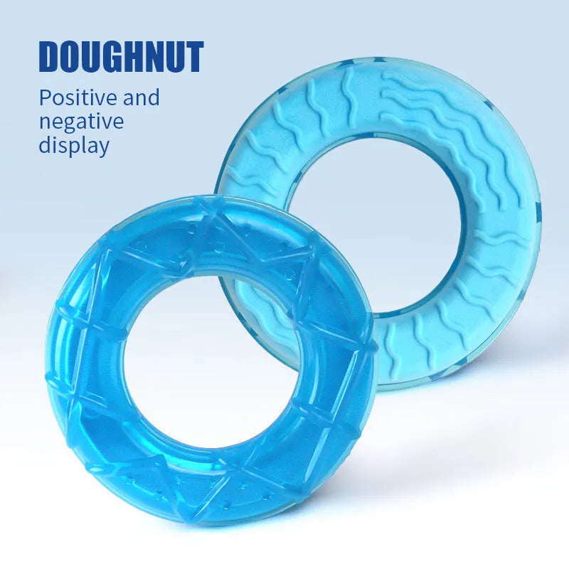Summer cooling dog toy set with water-filled popsicle, pacifier and ring toys for frozen teething relief