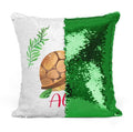 Gold custom photo sequins throw pillowcase 40cm by 40cm handmade personalised gift with reversible sequin design
