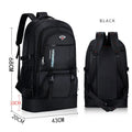 Men's simple outdoor sports backpack in black, 56-75L nylon, breathable and waterproof, with folding design