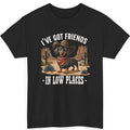 Men's black loose-fit t-shirt with 3D digital cartoon print, short sleeves, round neck, front view