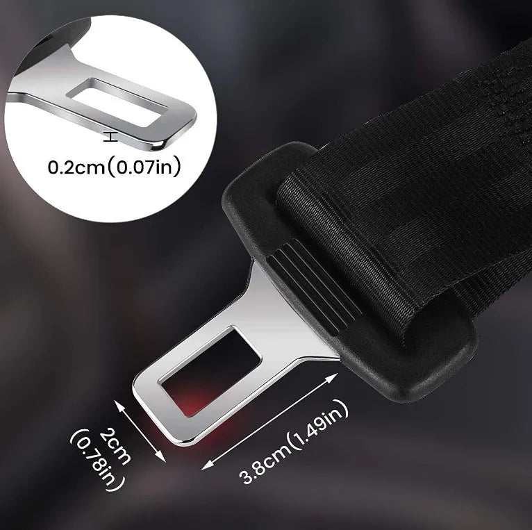 Black 36cm ribbon car seat belt extender for children and pregnant women.