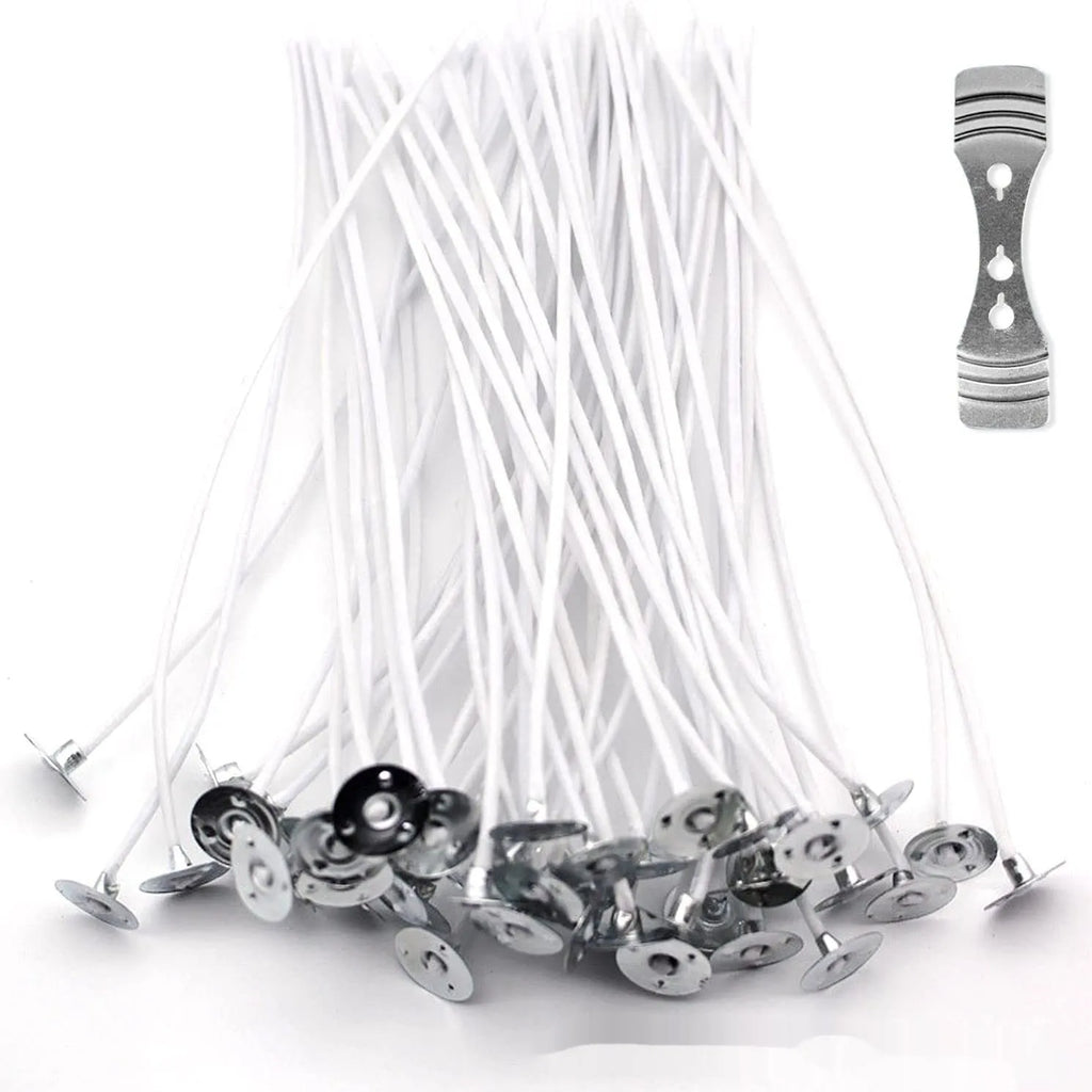 White cotton candle wicks in three lengths: 2.6cm, 6cm and 8cm for DIY candle making