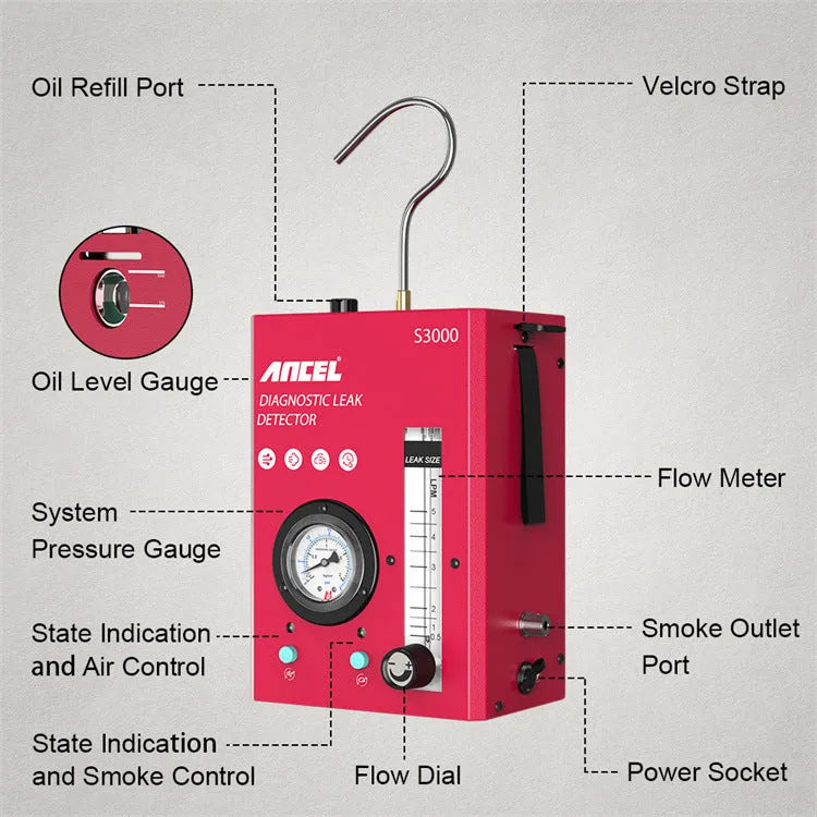 S3000 car smoke detector vacuum leak tool for automotive engine system diagnostics