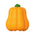 Orange plastic dog molar chew toy with a built-in rope for tugging and fetch.