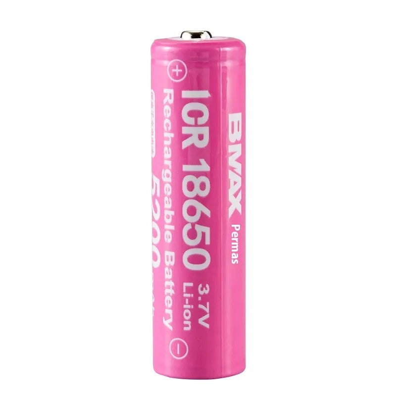 Pink 18650 lithium battery 3.7V 5200mAh pointed head for power torch