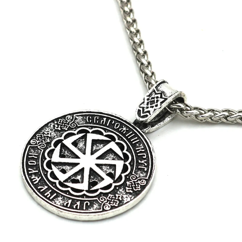 Lunavin ODing logo alloy necklace pendant with adjustable leather rope or snake bones chain in antique silver or bronze finish