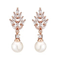 Geometric flower earrings with micro inlaid zircon stones in gold, platinum and rose gold plating