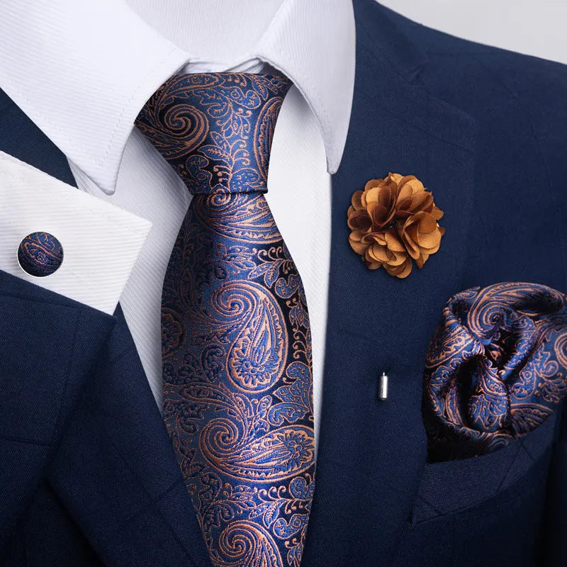 Floral jacquard men's tie and pocket square set with embroidery in one of the colour options from SF263 to SF312