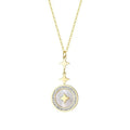 Gold titanium steel necklace with six-pointed star diamond pendant on O-ring chain