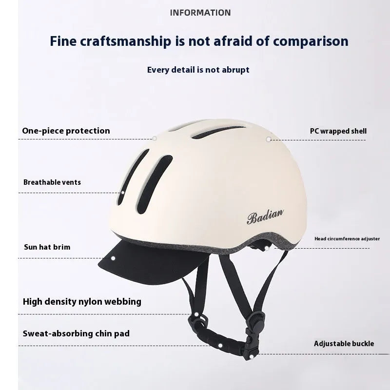 Adult cycling helmet for city leisure, white, size L 58-61cm, PC EPS construction