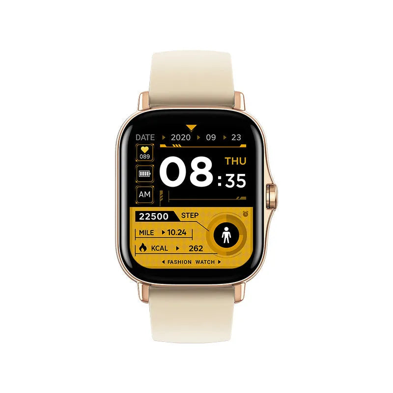 GT20 Smart Watch with black silicone strap and 1.75-inch touchscreen displaying health metrics.
