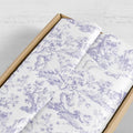 Large sheet of pink and purple French Romance MG tissue paper, 50cm by 70cm, for crafting and gift wrap.