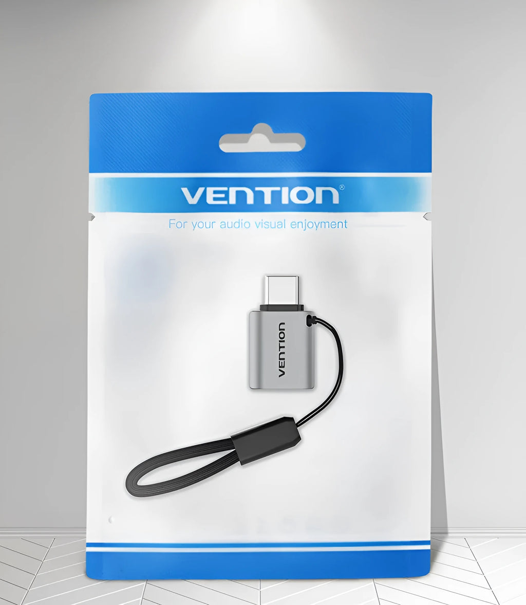 USB 3.0C male to A female OTG adapter aluminium alloy grey with lanyard