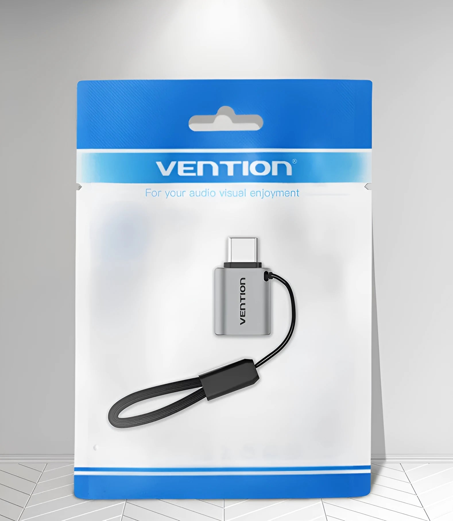 USB 3.0C male to A female OTG adapter aluminium alloy grey with lanyard