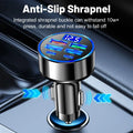 Black 6-port circular car charger with digital display, 4 USB and 2 PD outputs, 27W fast charging