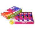 Golf colour practice ball two-layer synthetic rubber 42.6mm 12-pack orange yellow green rose