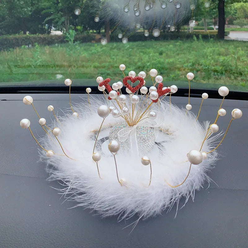 Clay diamond star car console decoration in pearl colours with heart and starry sky motifs