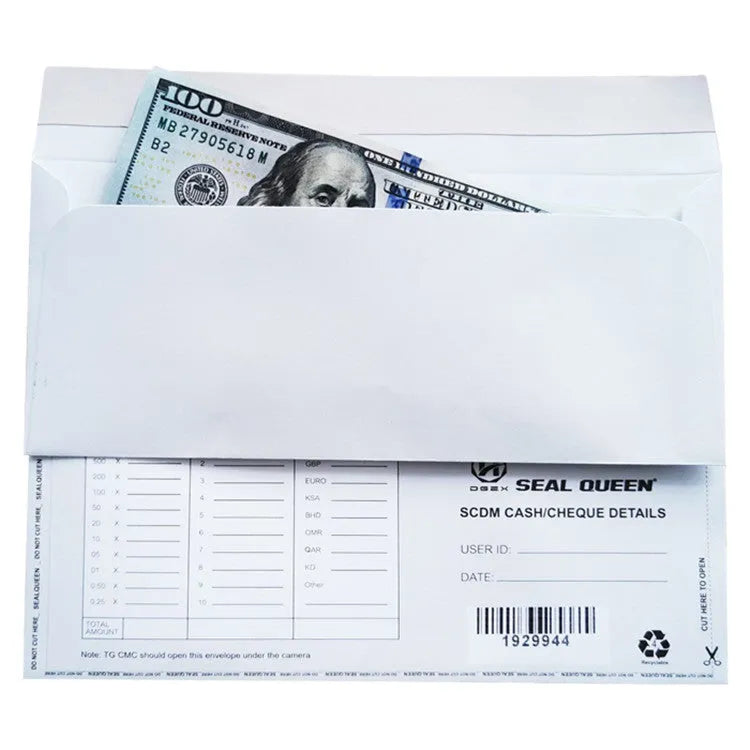 Blue tamper-evident confidential envelope with self-adhesive flap, dimensions 105mm by 240mm.
