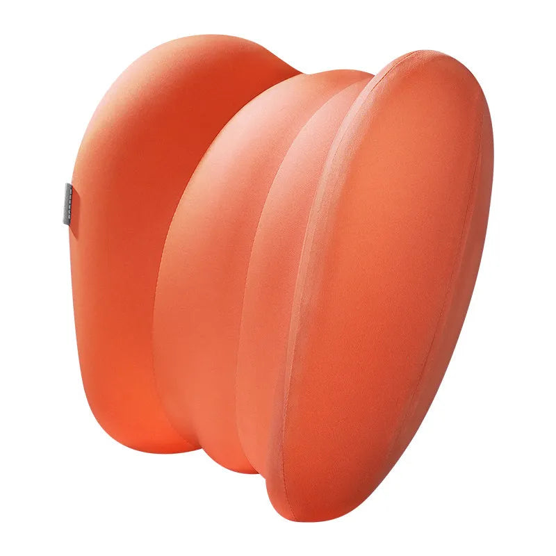 Grey and orange head pillow and lumbar support set for lorry driver seat