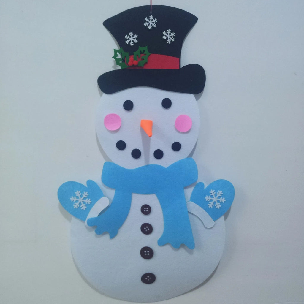 DIY felt Christmas tree for children with detachable ornaments, 95x70cm or 100x70cm, plus snowman 97x54cm