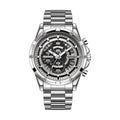 Men's waterproof luminous quartz watch with steel band in black and blue colour option