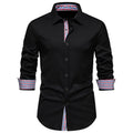 Men's loose fit plaid long-sleeved casual shirt in polyester blend fabric