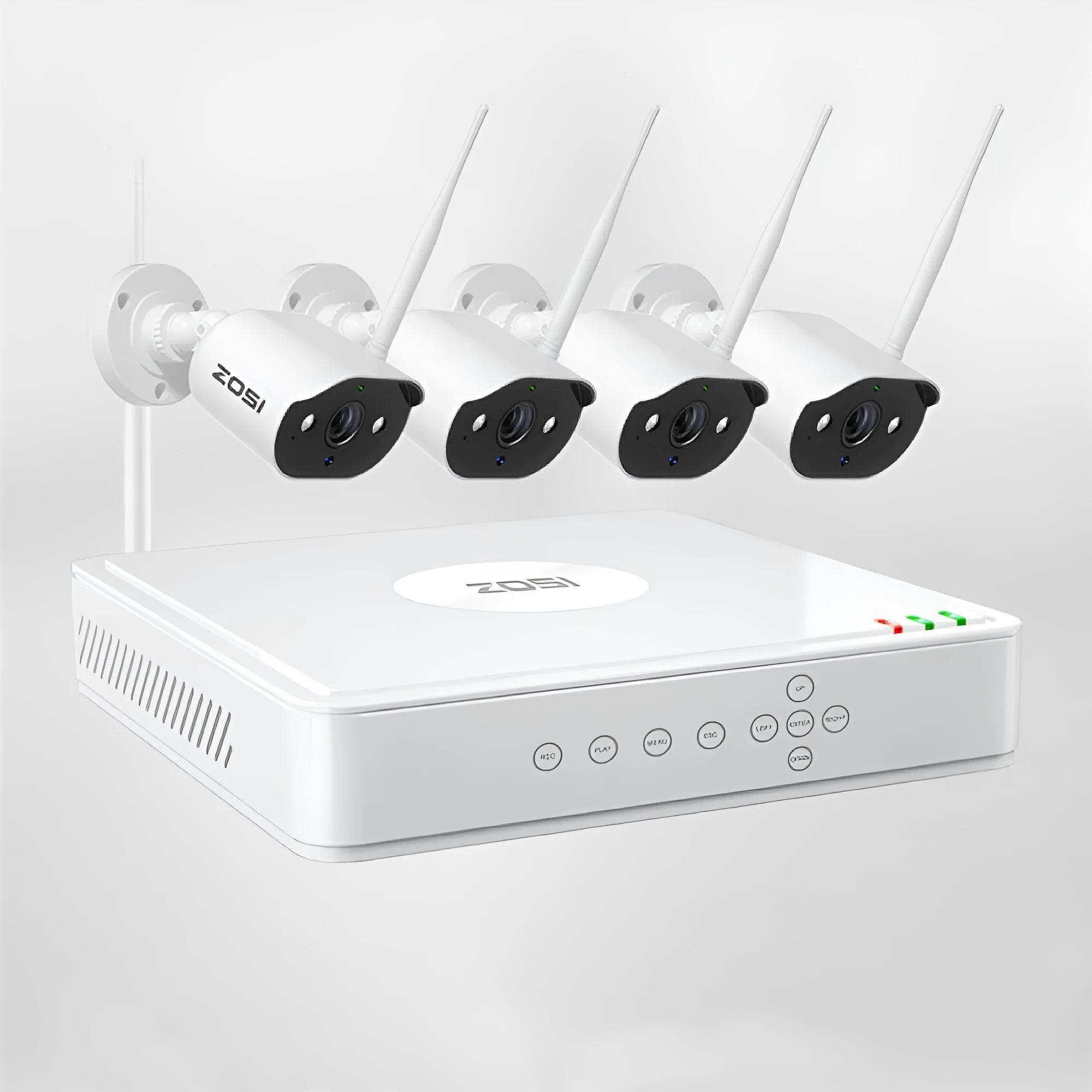 ZOSI 5MP HD POE security camera system with NVR unit and outdoor cameras