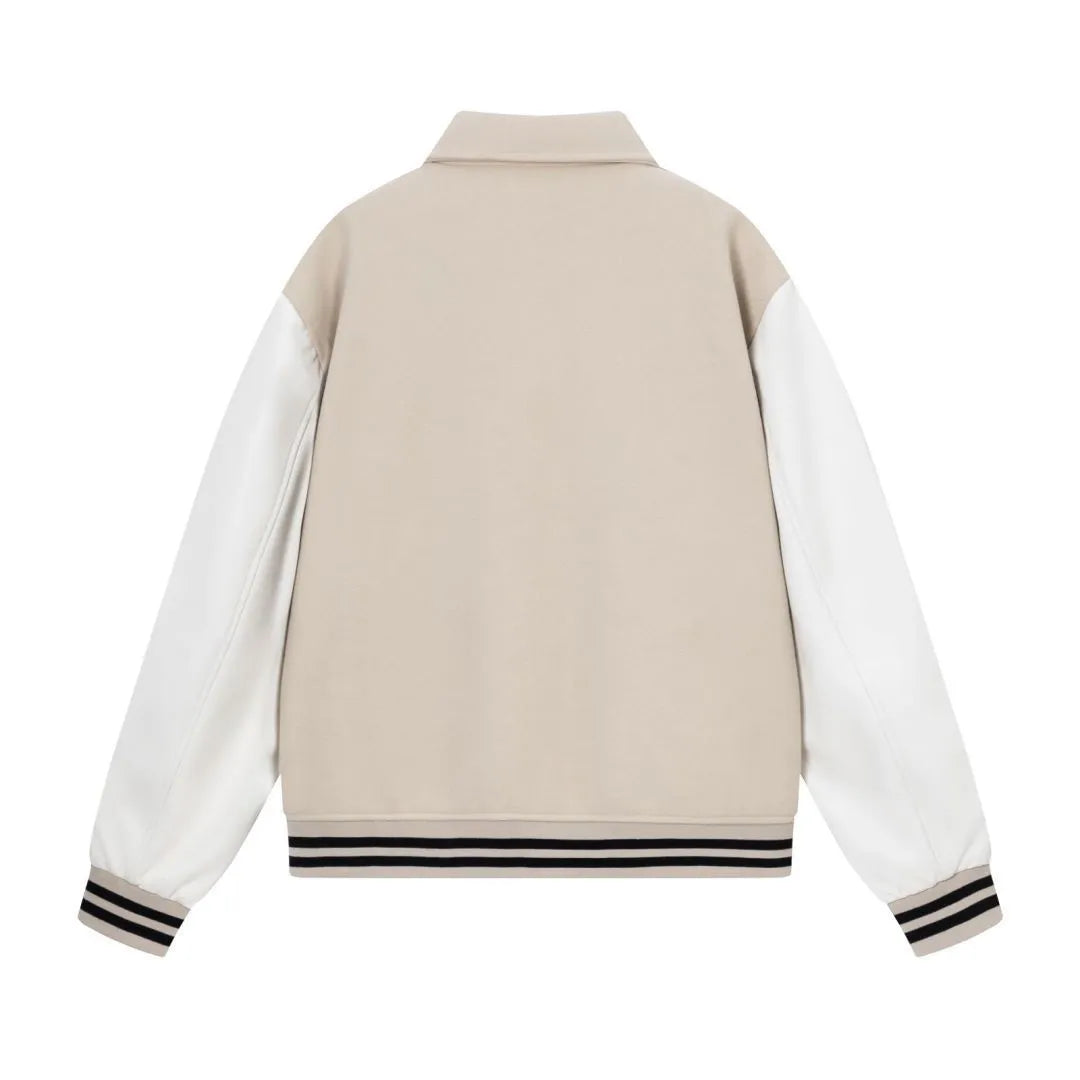 Women's apricot cotton jacket with bone embroidery detail for autumn and winter wear.