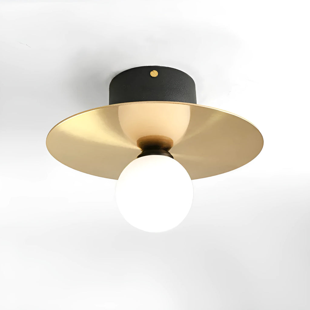 Black Gold modern ceiling lamp with 23cm diameter iron alloy body and ceramic interface on white ceiling