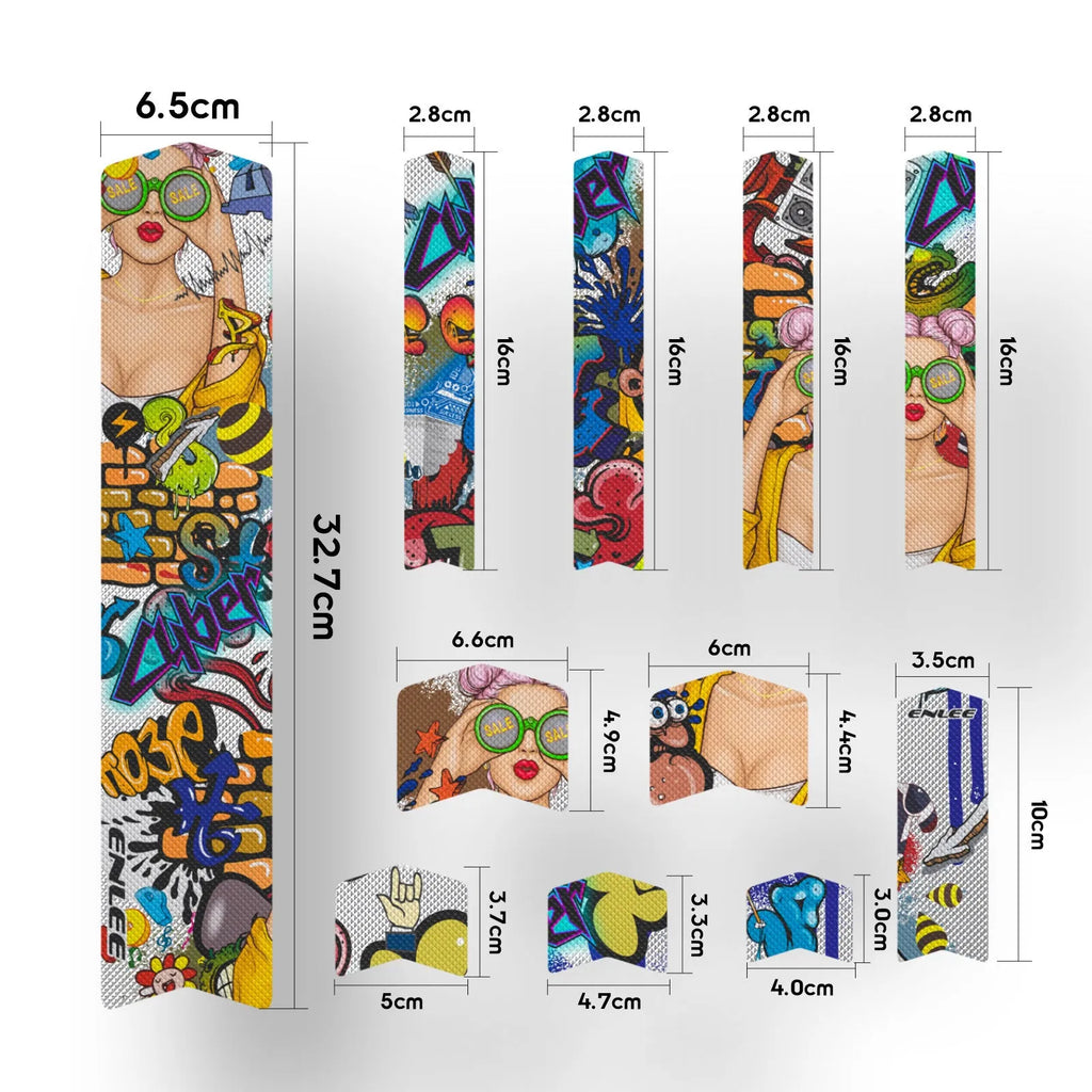 PVC frame colour changing film for mountain bike protection in caterpillar style pattern on black frame