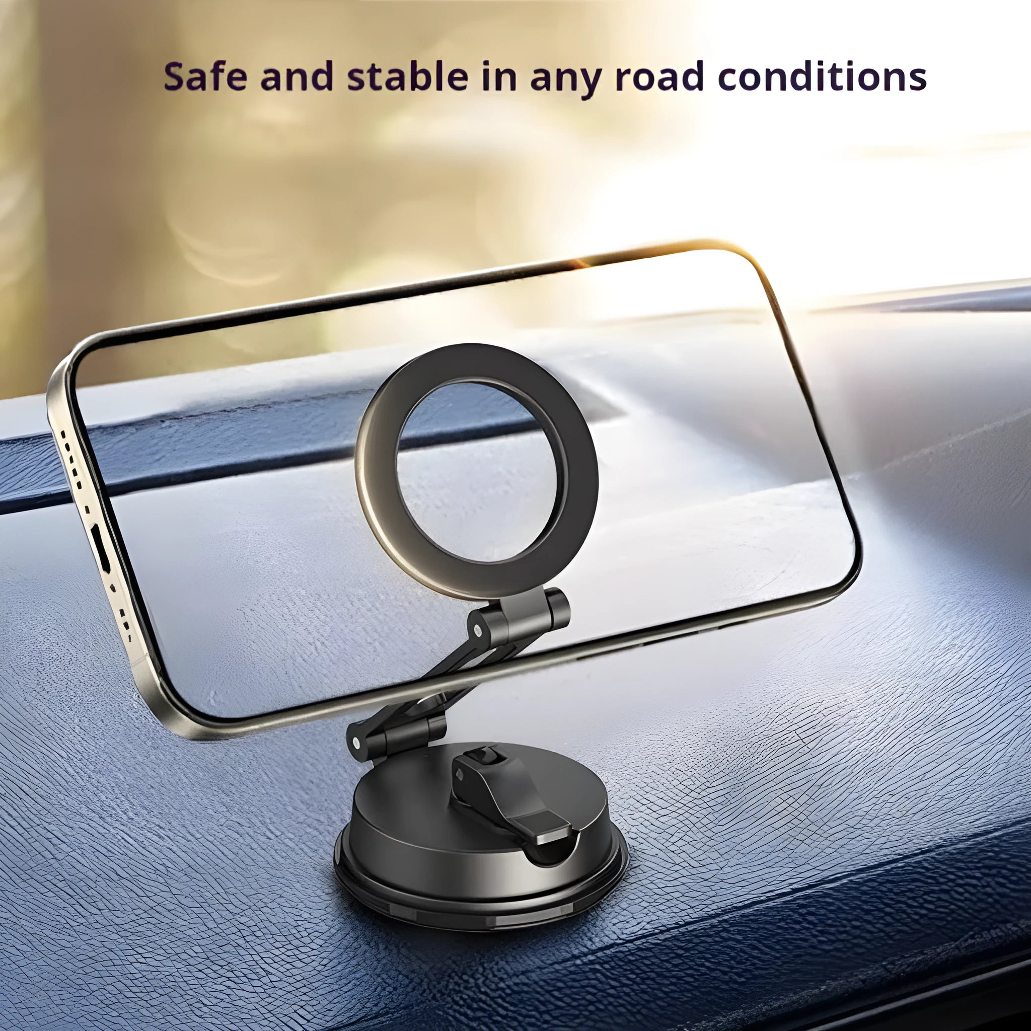 H154 black car magnetic phone holder with suction cup mount for windscreen or dashboard