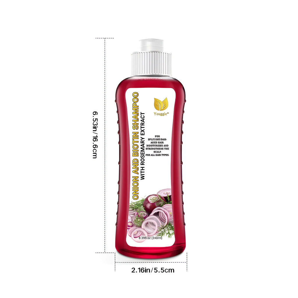 Anti-hair loss red onion and biotin shampoo 248ml bottle for hair growth and strengthening