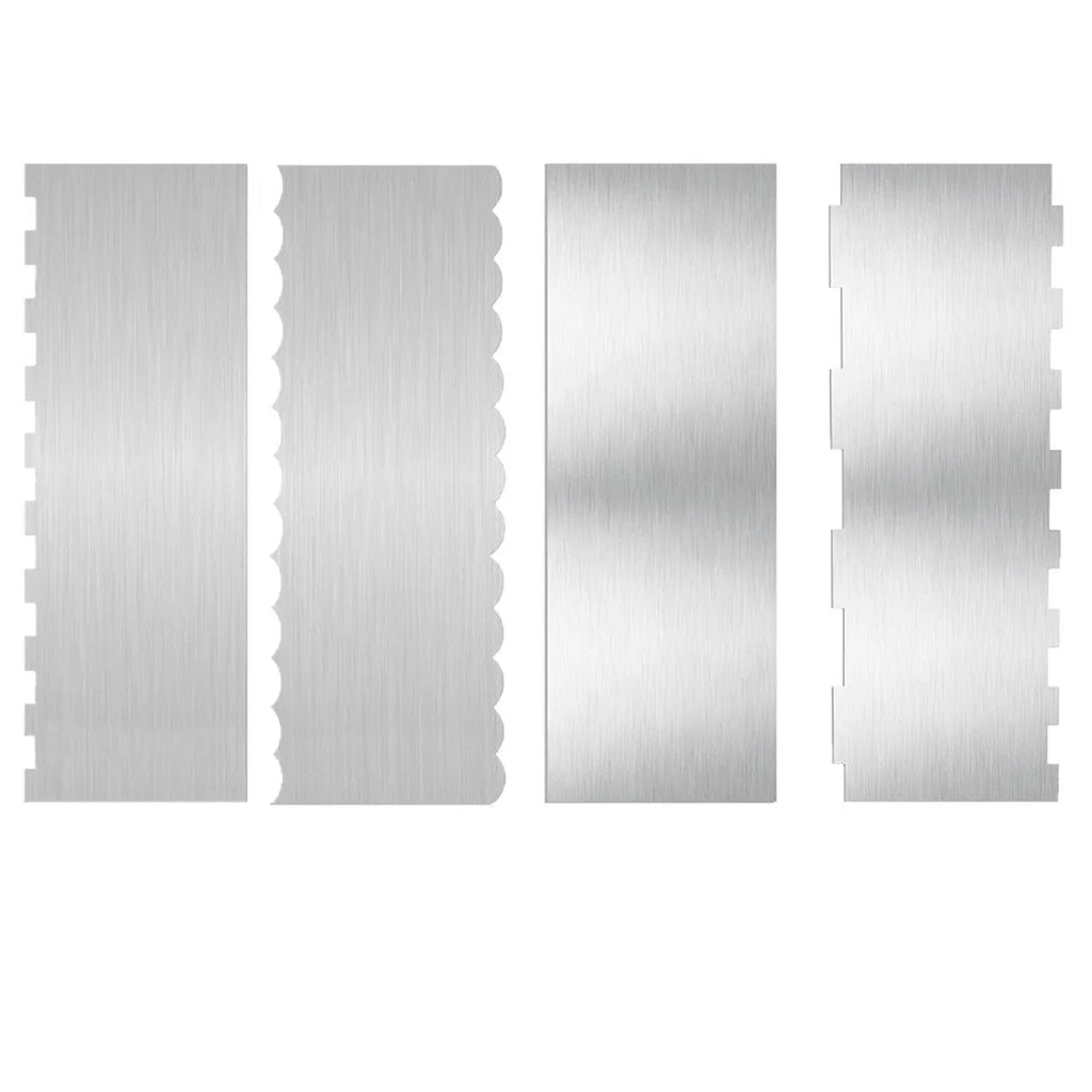 Stainless steel cream scraper with polygon cake pattern designs for cake decorating
